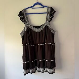 Torrid Black and White Lace Trim Tank Top - Size 3X